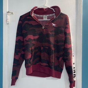 VS Pink 1/2 zip Camoflauge Pullover - maroon